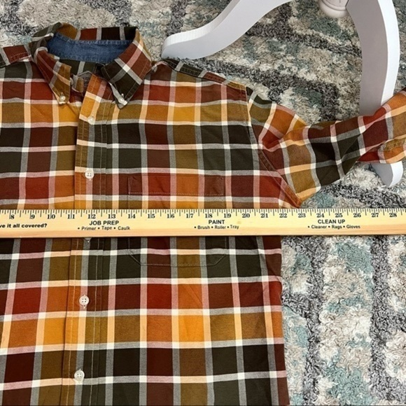 Bills Khakis Mens Button Down Shirt Brown Yellow Plaid Long Sleeve 100% Cotton M - Picture 6 of 9